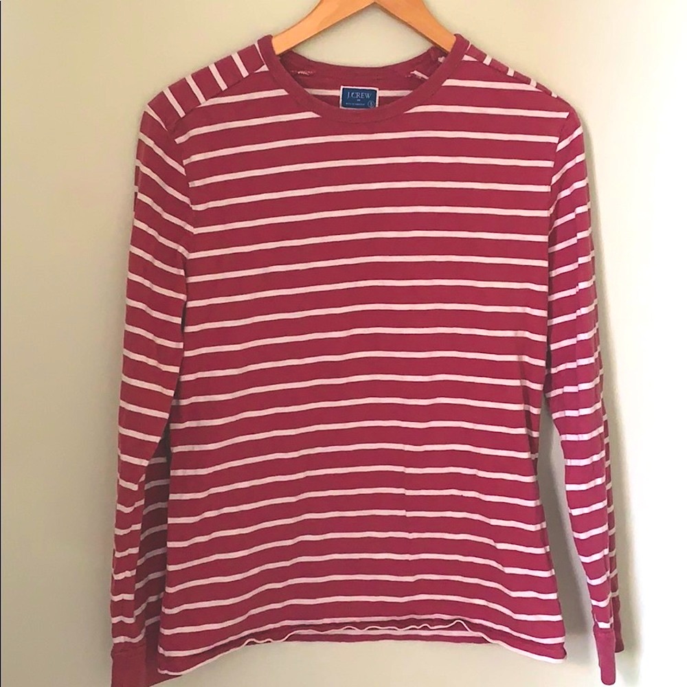 2/$12 • Vintage J. Crew Pink White Stripe Pullover